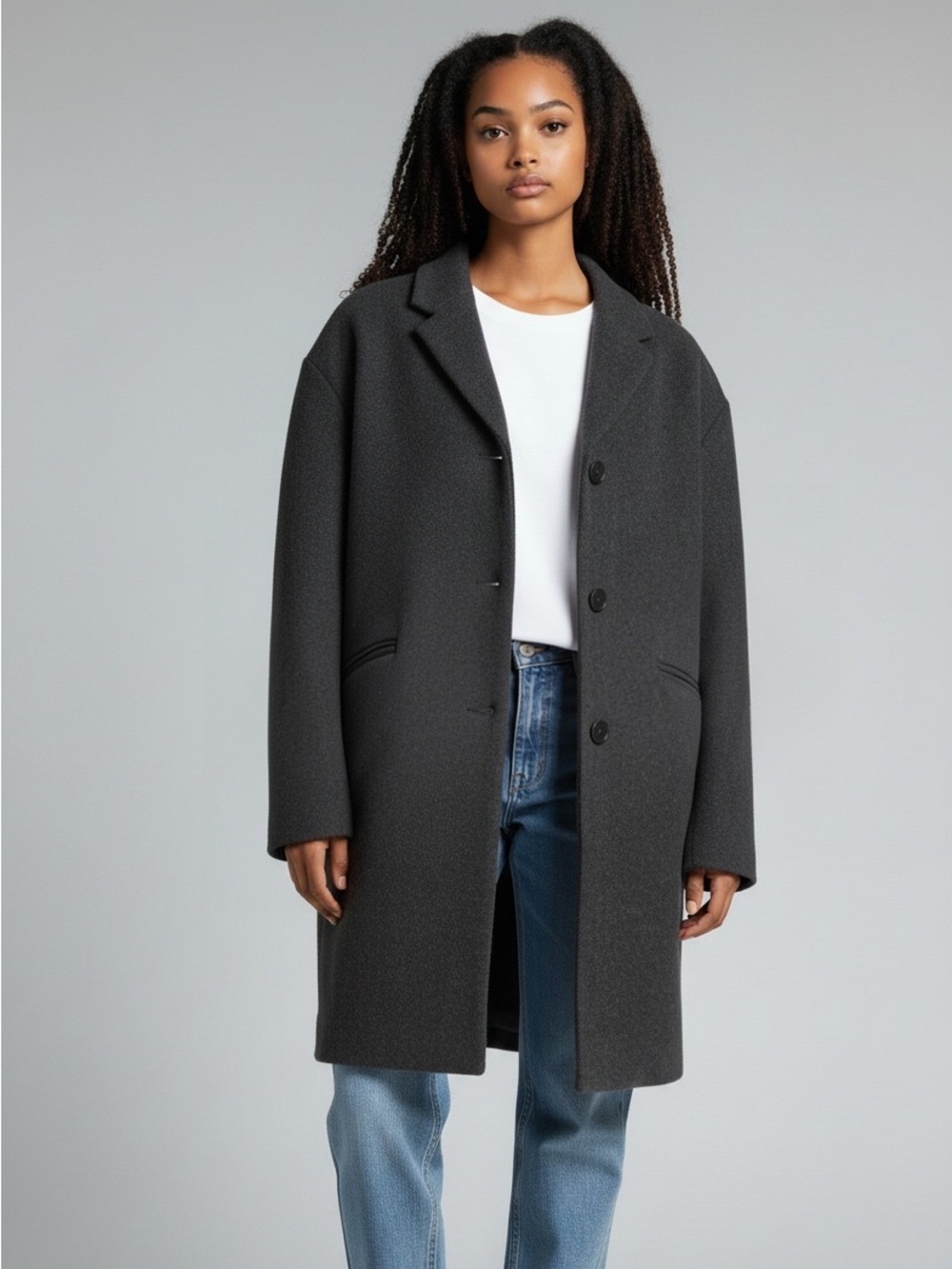 Everlane The Cocoon Coat Dark Grey Wool Blend Oversized Sz 14